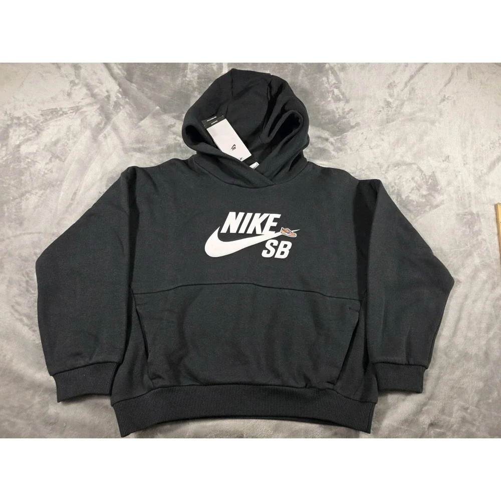 NWT Nike SB Icon‎ Dunk Oversized Black Pullover Fleece Hoodie Youth Medium